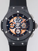 ウブロ HUBLOT アエロバン オールブラック オレンジ 310.CI.1190.RX.ABO10 ブラックラバー 世界限定500本 ブラック/オレンジスケルトン時計 コピー