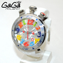 ガガミラノ スーパーコピー腕時計代引き対応安全 クロノ 48mm ホワイト ラバー/シルバー 60501 WH