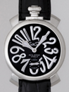 ガガミラノ腕時計コピーマニュアル48mm 5010.4 ブラック皮 ブラック/シルバーアラビア