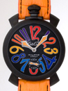 激安 おすすめ ガガミラノ 腕時計 コピー  マニュアル48mm 手巻き 5012.3 オレンジ皮 ブラックマット