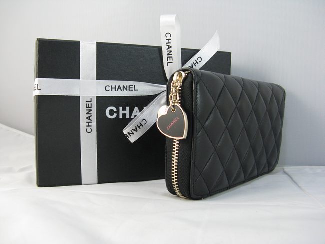  女性 中財布 46579 CHANELシャネル ブラック シャネル羊革