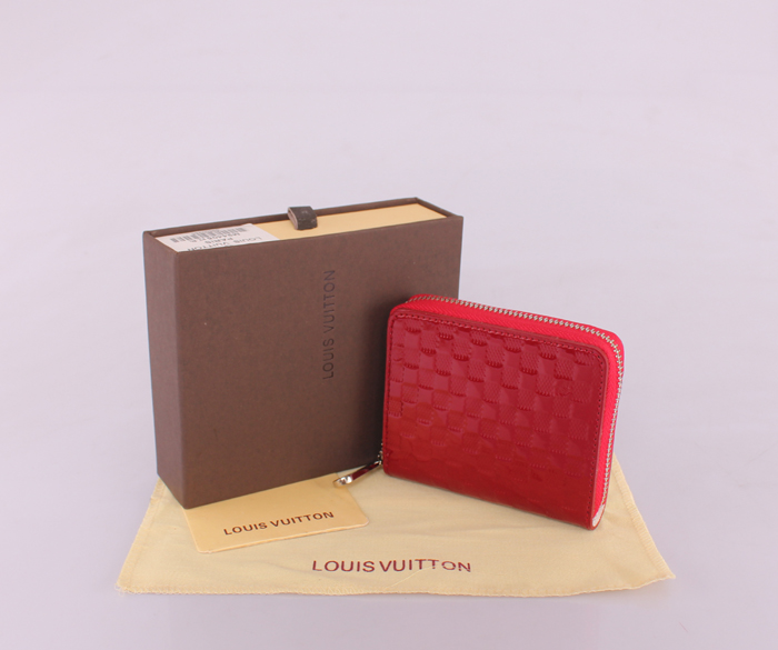 赤い ルイ·ヴィトン Louis Vuitton M94405 男性女性 ユニセックス 短い財布  専用牛革生地