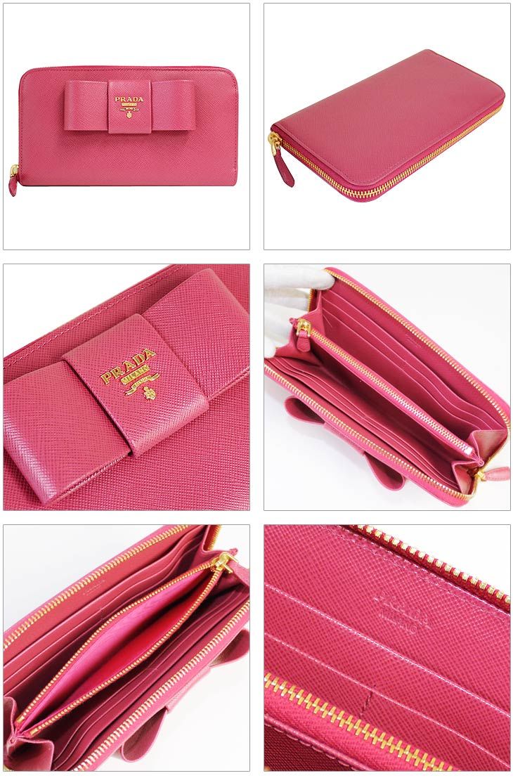 プラダ  ラウンドファスナー長財布 レディース 1M0506 SAFFIANO FIOCCO PEONIA