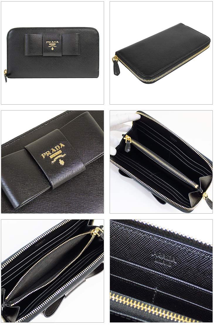 プラダ  ラウンドファスナー長財布 レディース 1M0506 SAFFIANO FIOCCO NERO