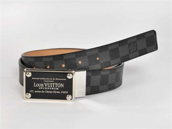  専用牛革生地 男性女性 ユニセックス ベルト ルイ·ヴィトン Louis Vuitton ブラック N1004