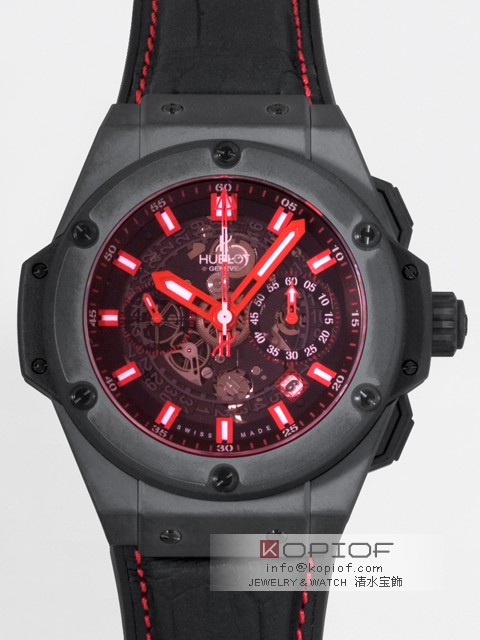 ウブロ HUBLOT キングパワー レッドマジック 701.CI.1123.GR ブラックスケルトン腕時計偽物販売