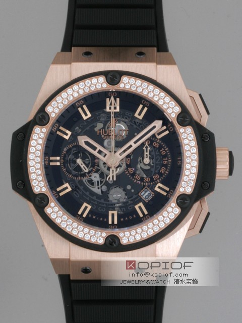 ウブロ HUBLOT キングパワー ウニコ キングゴールド 701.OX.0180.RX.1104ベゼルダイヤ ブラックスケルトン格安コピー