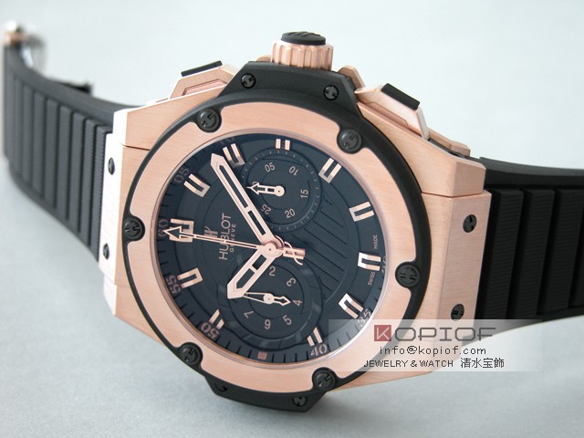 ウブロ HUBLOT キングパワー フドロワイアント ゴールド 715.PX.1128.RX ブラックラバー ブラックレプリカ激安代引き対応