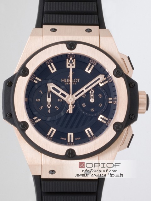 ウブロ HUBLOT キングパワー フドロワイアント ゴールド 715.PX.1128.RX ブラックラバー ブラックレプリカ激安代引き対応