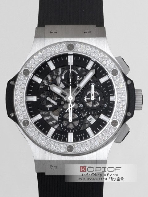 ウブロ HUBLOT ビッグ・バン アエロバン スチール 311.SX.1170.RX.1104 ベゼルダイヤ ラバーベルト ブラックスケルトン最高品質コピー腕時計代引き対応