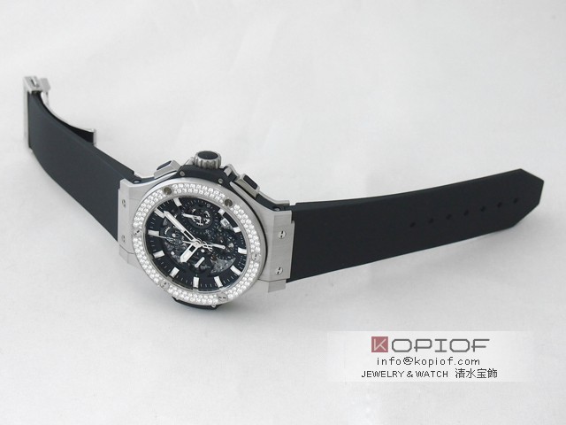 ウブロ HUBLOT ビッグ・バン アエロバン スチール 311.SX.1170.RX.1104 ベゼルダイヤ ラバーベルト ブラックスケルトン最高品質コピー腕時計代引き対応