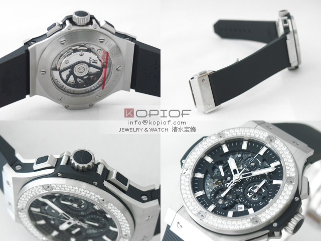 ウブロ HUBLOT ビッグ・バン アエロバン スチール 311.SX.1170.RX.1104 ベゼルダイヤ ラバーベルト ブラックスケルトン最高品質コピー腕時計代引き対応