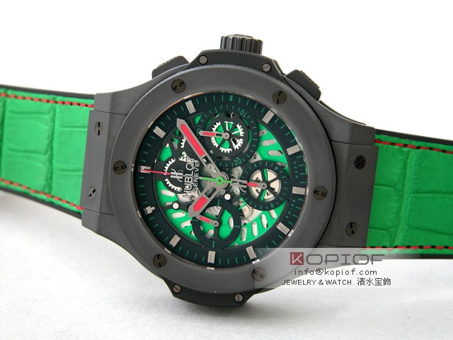 ウブロ HUBLOT アエロバン メキシコ 310.CI.1190.GR.FMF10 グリーン 世界限定250本 ブラック/グリーンケルトンスーパーコピーブランド腕時計