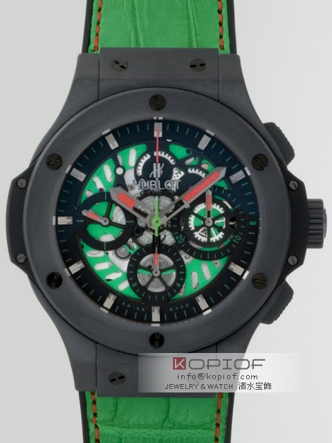 ウブロ HUBLOT アエロバン メキシコ 310.CI.1190.GR.FMF10 グリーン 世界限定250本 ブラック/グリーンケルトンスーパーコピーブランド腕時計