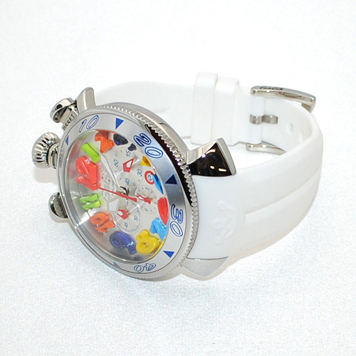 GaGa MILANO （ガガミラノ） クロノ 48mm ホワイト ラバー/シルバー 60501 WH