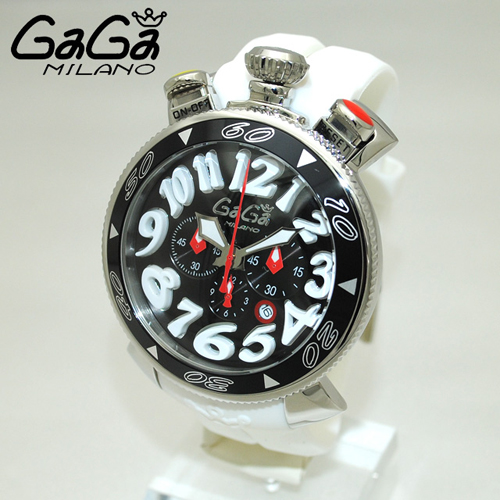 GaGa MILANO （ガガミラノ） クロノ 48mm ホワイト ラバー/シルバー 60508 WH