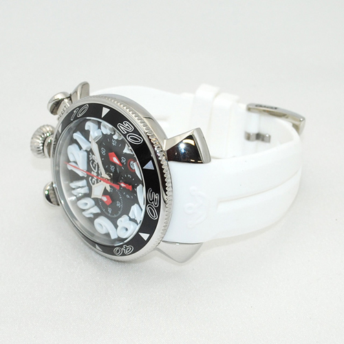 GaGa MILANO （ガガミラノ） クロノ 48mm ホワイト ラバー/シルバー 60508 WH