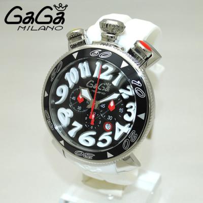 GaGa MILANO ガガミラノ クロノ 48mm ホワイト ラバー/シルバー 60508 WH レプリカ時計代引き口コミ