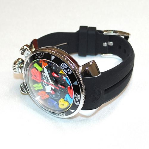 GaGa MILANO （ガガミラノ） クロノ 48mm ブラック ラバー/シルバー 60502 BK