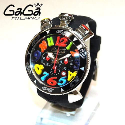 GaGa MILANO （ガガミラノ） クロノ 48mm ブラック ラバー/シルバー 60502 BK