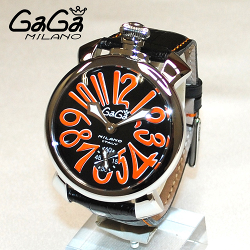GaGa MILANO ガガミラノ ブラックレザー/シルバー/オレンジ 5010.11S