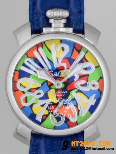 ガガミラノ コピー 腕時計 マニュアル48mm 手巻き 5010 ブルー皮マルチカラーモザイク
