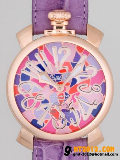 ガガミラノ 時計 コピー 代引き商品通販マニュアル48mm 手巻き 5011 MOSAICO 2 パープル皮 ピンクモザイク