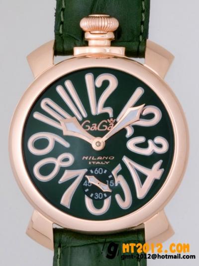 ガガミラノ コピー 時計 メンズ  代引き中国国内発送 マニュアル48mm 手巻き 5011.4 グリーン皮 ピンクゴールドアラビア