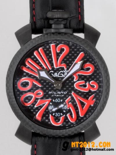 ガガミラノ時計 スーパーコピー通販代引きマニュアル48mm 手巻き 500本限定 5016.8 ブラック皮 ブラックカーボン