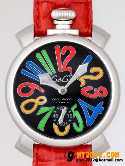 ガガミラノ 時計 コピー 安全代引き日本 マニュアル48mm 手巻き 5010.2 レッド皮 マルチカラーアラビア