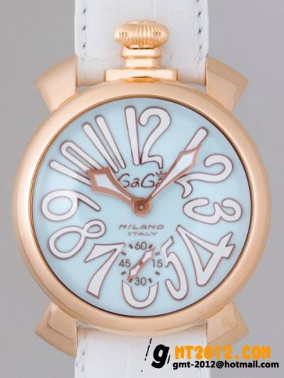 ガガミラノ コピー 腕時計 通販後払いマニュアル48mm 手巻き 5011.3 ホワイト皮 ライトブルーマット