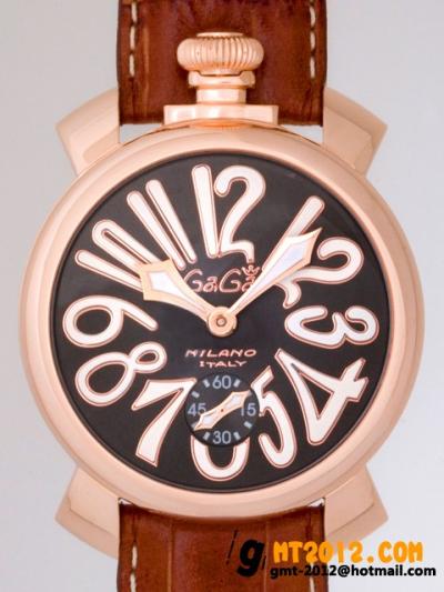 ガガミラノ腕時計コピー専門店代引き新作マニュアル48mm 手巻き 5011.7 ブラウン皮 グレー