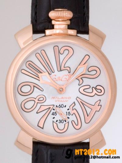 ガガミラノ 時計 コピー 代引き専門店安全 マニュアル48mm 手巻き 5011.8 ブラック皮 ホワイト