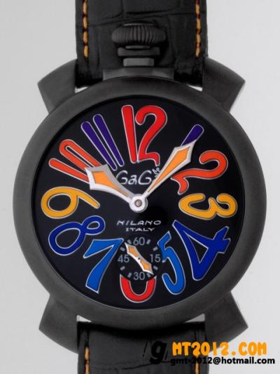 激安 おすすめ ガガミラノ 腕時計 コピー  マニュアル48mm 手巻き 5012.3 オレンジ皮 ブラックマット
