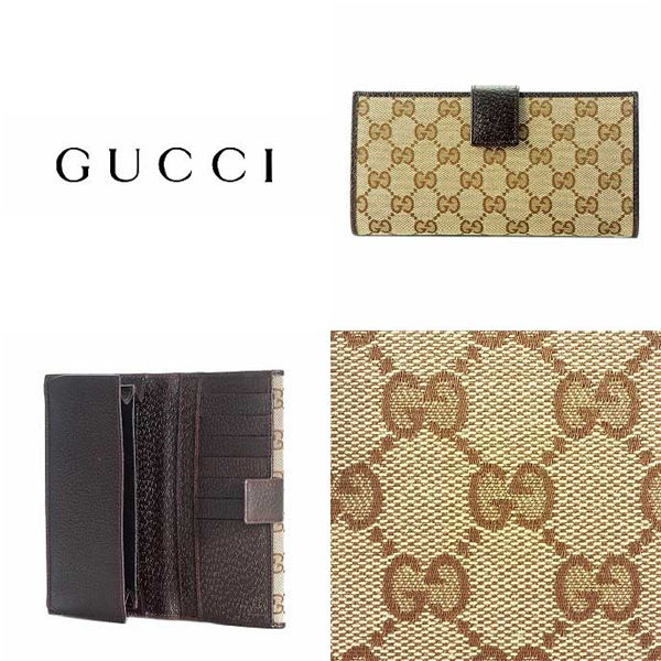 GUCCIグッチコピー激安 2013年春夏新作メタルバー定番キャンバスGG柄Gマークプレート付きWホック長財布  112715 F40IR 9643