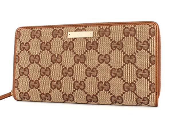 GUCCI)グッチコピー財布 GG柄 長財布 ベージュ＆メタリックブラウン 112724F4C2G8526