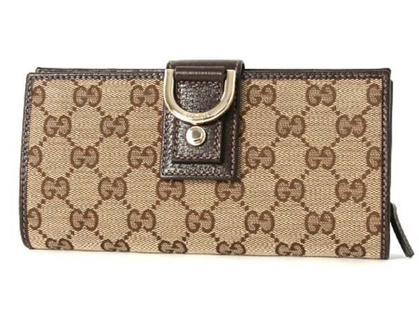 (GUCCI)グッチコピー財布 GG柄 長財布 ベージュ＆ダークブラウン 154256F4DYG9643