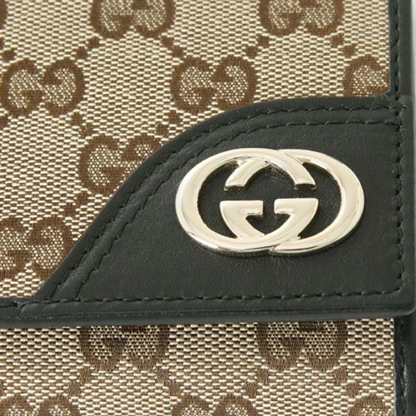 (GUCCI)グッチコピー財布 GG柄 長財布 ベージュ＆ブラック 181595FAFXG9769