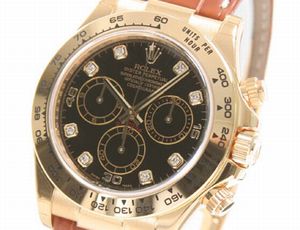 Ref.116518G rolex コピー デイトナ YG金無垢 コスモグラフ 8Pダイヤ クロコレザー ブラウン/ブラック 腕時計コピー