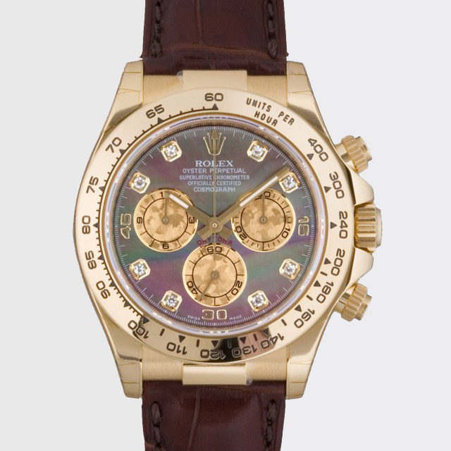 ロレックスコピー ROLEX デイトナ ブラウン革 ブラックシェル 116518NG