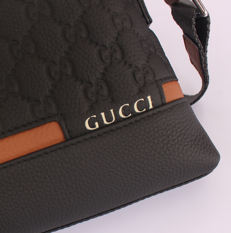  男性 ショルダーバッグ 7971-4 ブラック Gucciフルレザー GUCCIグッチ