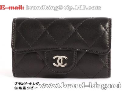 chanelコピー キーケース ブラック＆ボルドー A31503 マトラッセライン ラムスキン